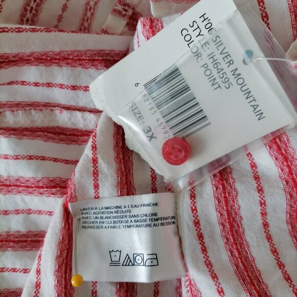 NWT Izod Womens White Pink Striped Collared Y2K Button Up Shirt Plus Size 3X - Picture 7 of 8